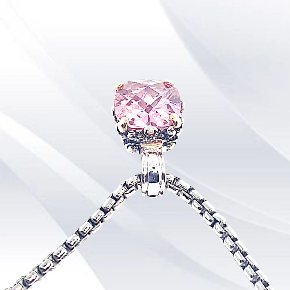 2-tone Stunning Pink CZ Renaissance Revival Choker. 16
